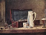 Pipe Paintings - Still-Life with Pipe and Jug by Jean Baptiste Simeon Chardin